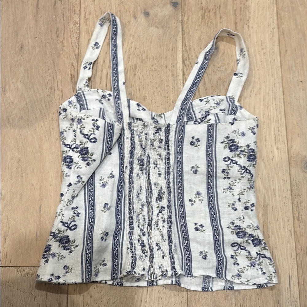 Reformation White and Blue Fitted Camisole - Picture 3 of 4